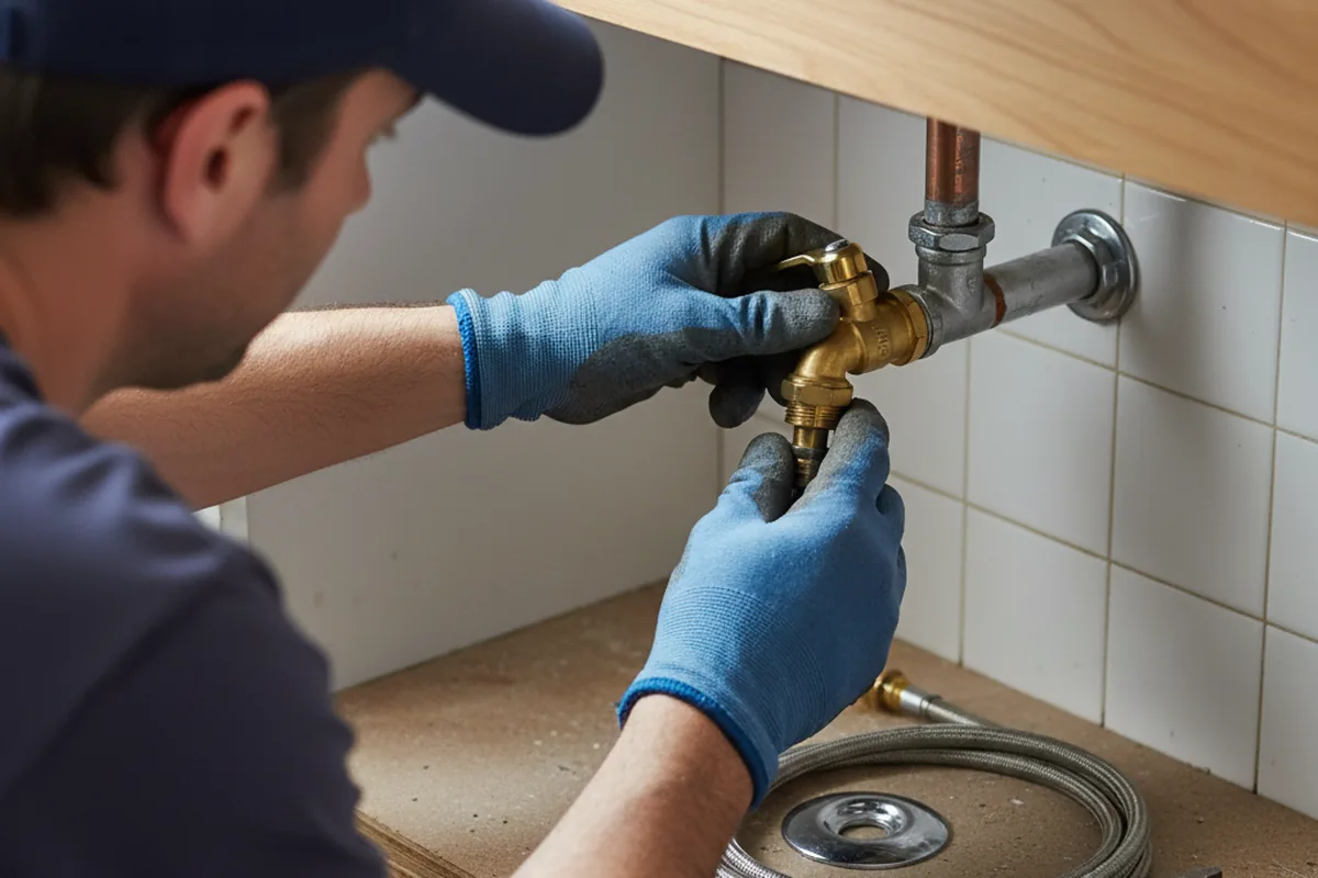 Shutoff valve and fitting work during Burst Pipe Repair in Weldon
